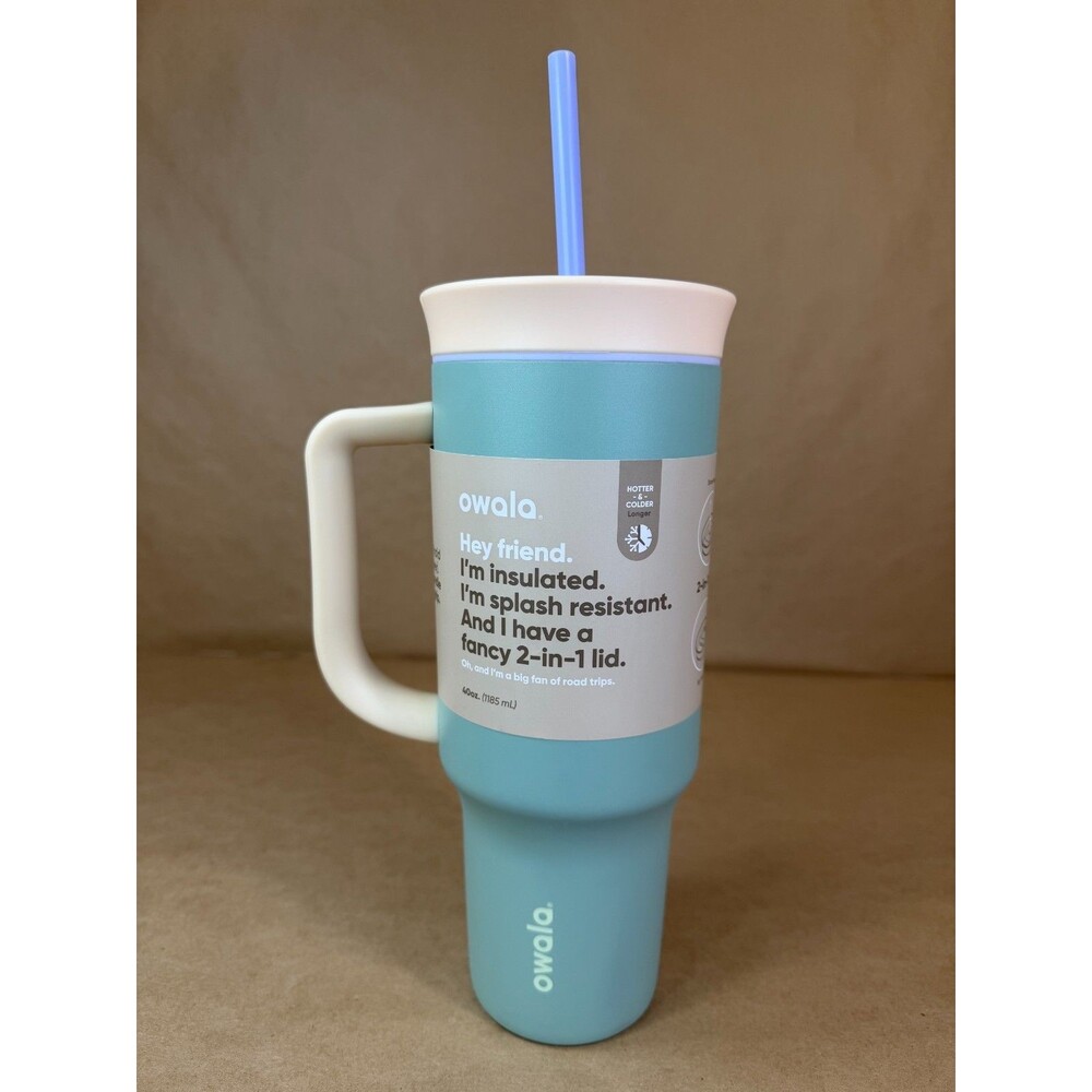Owala 40oz Stainless Steel Insulated Travel Tumbler with Handle, Misty Meadow
